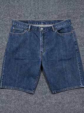 Levis 505 Shorts Mens 38 Blue Medium Wash Denim Straight Fit Bermuda Casual